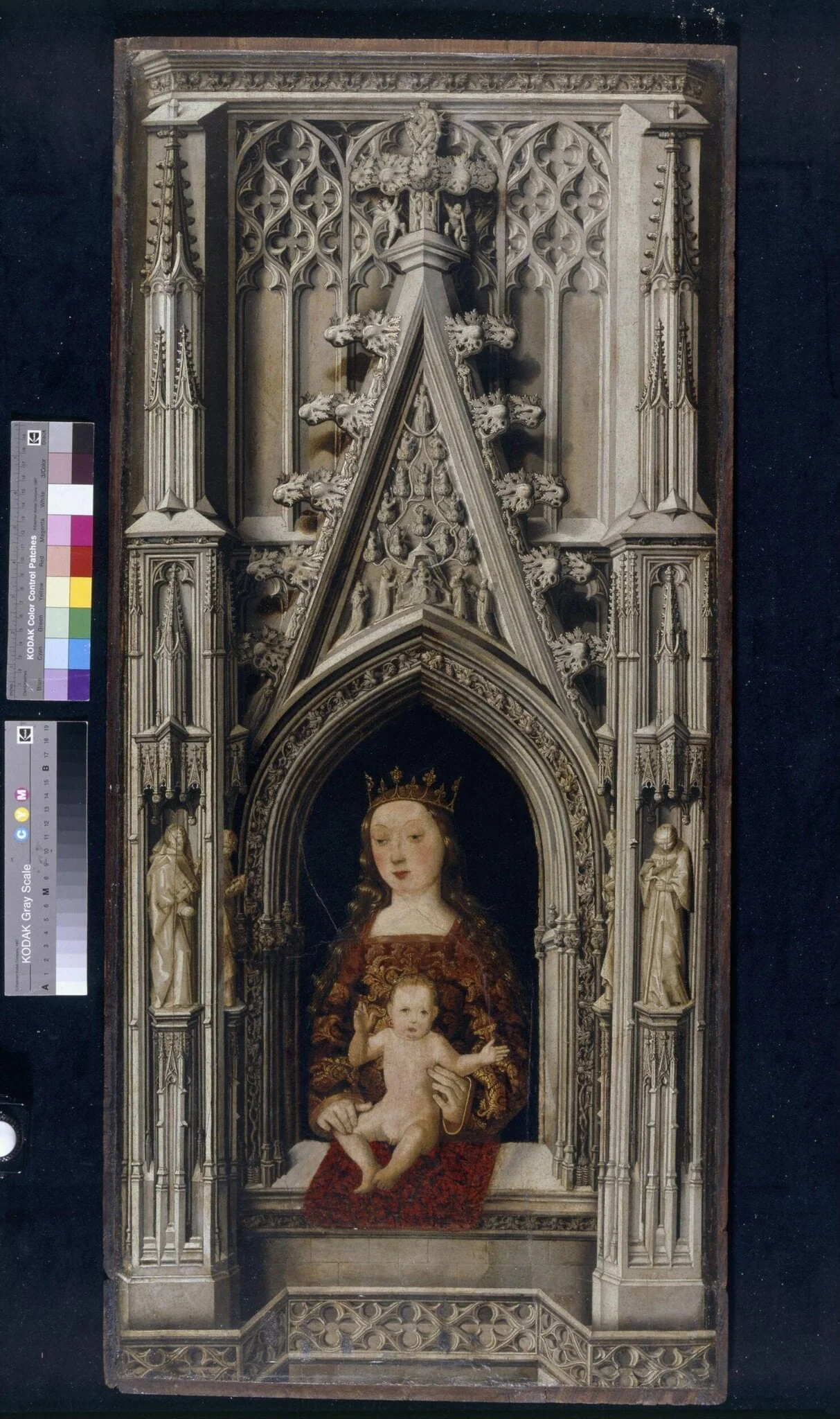 The Virgin and Child in a Gothic architectural setting, detail