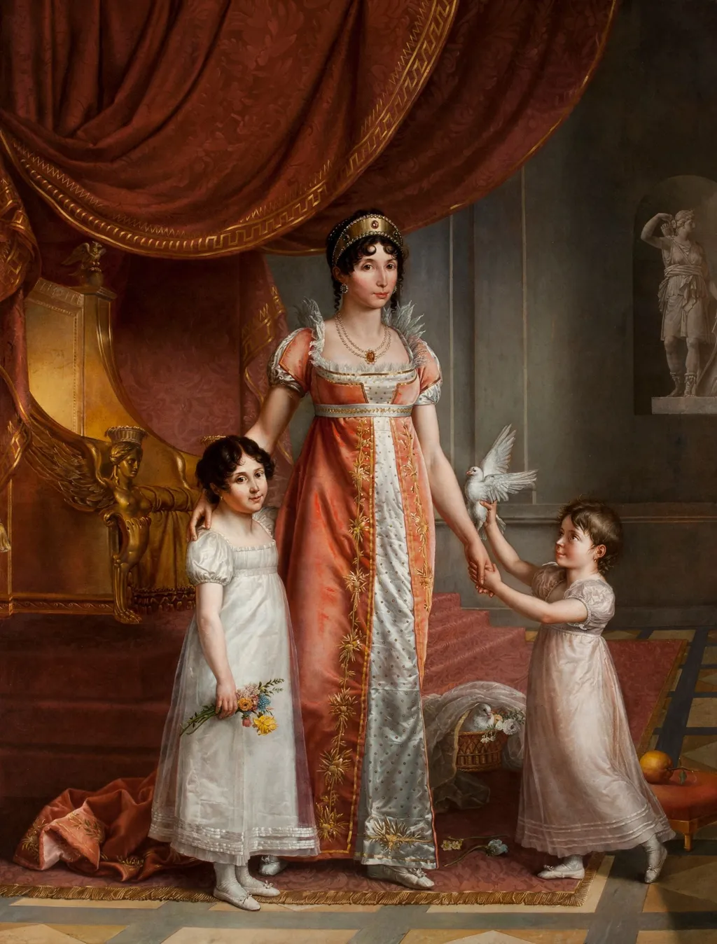Ritratto di Giulia Clary e delle figlie Zenaide e Carlotta, by Jean-Baptiste Wicar, oil, 1809