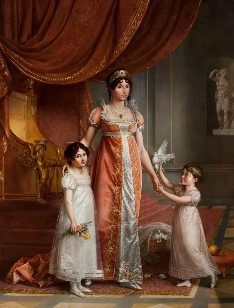 Ritratto di Giulia Clary e delle figlie Zenaide e Carlotta, by Jean-Baptiste Wicar, oil, 1809
