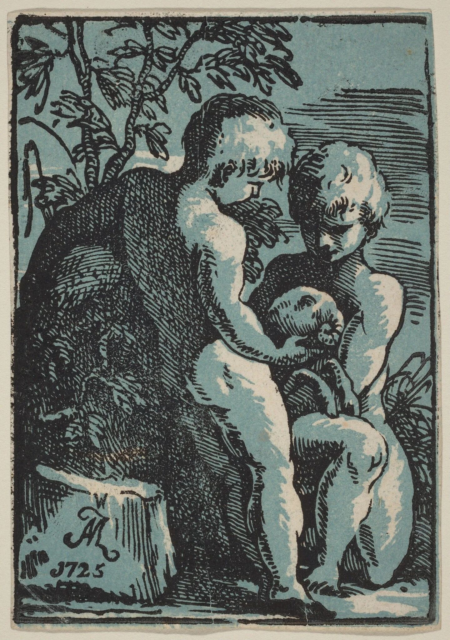 Two Children Petting a Lamb, detail