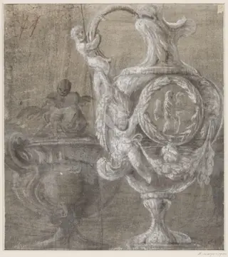 Design for a ewer and a vase, by Caldara