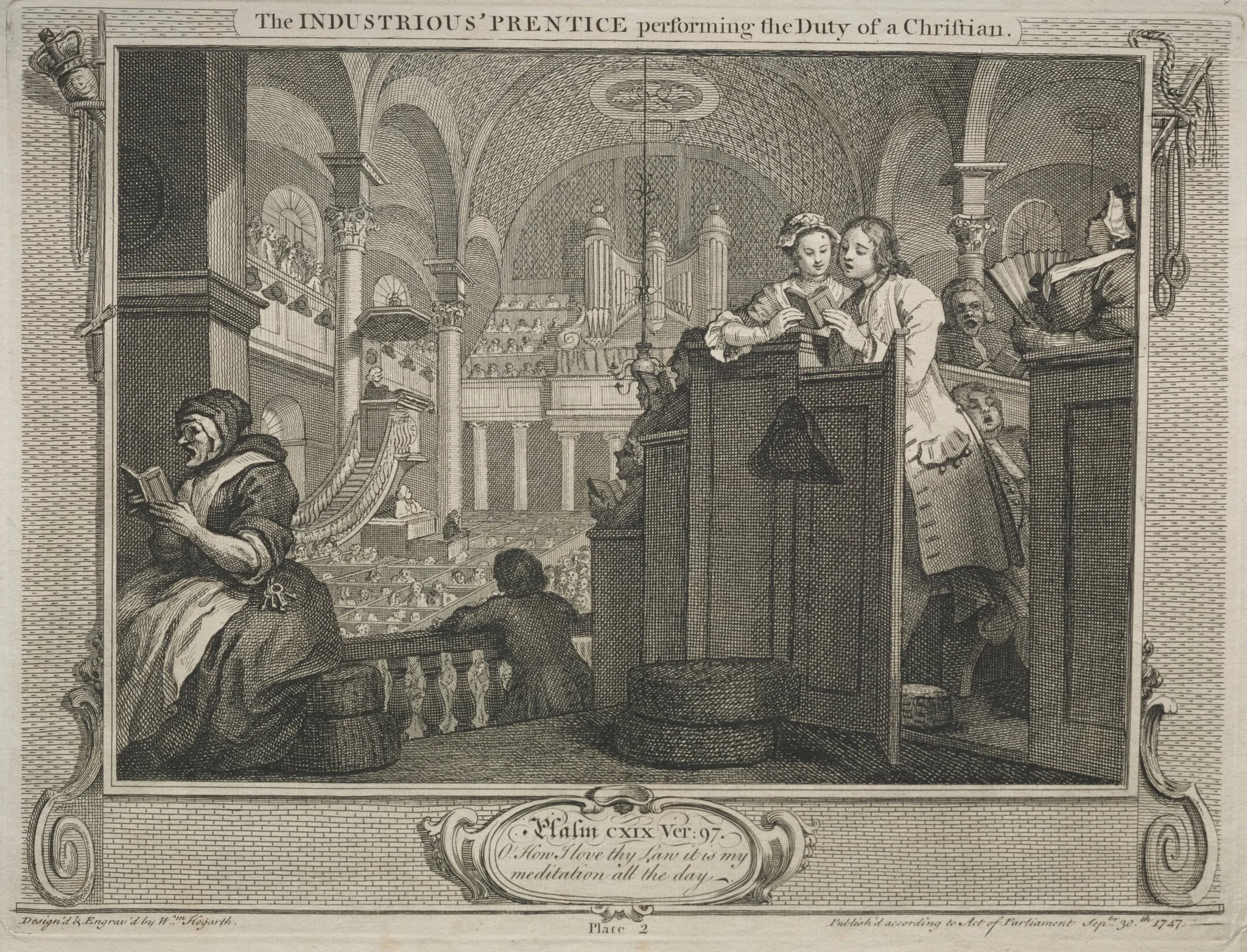 Industry and Idleness: The Industrious Prentice Performing the Duty of a Christian, detail
