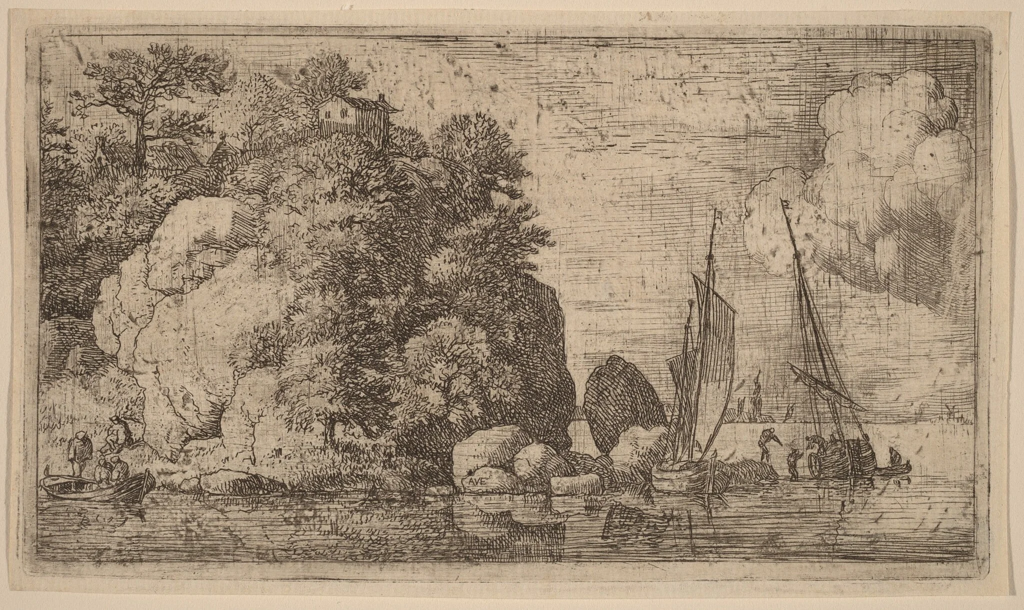 Two Boats on a Wide River, detail