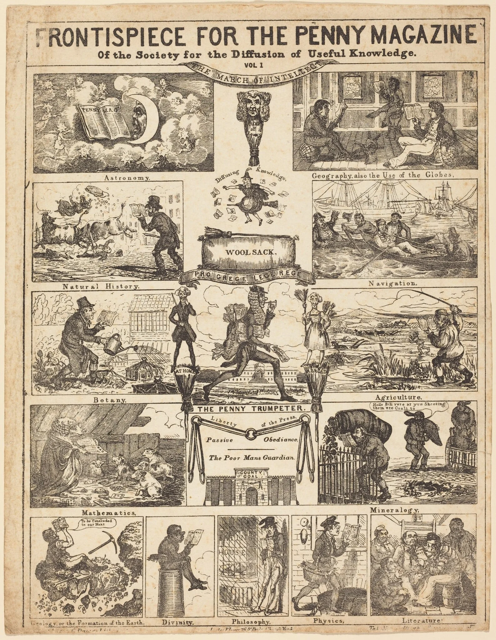 Frontispiece for the Penny Magazine of the Society for the Diffusion of Knowledge: Vo, detail