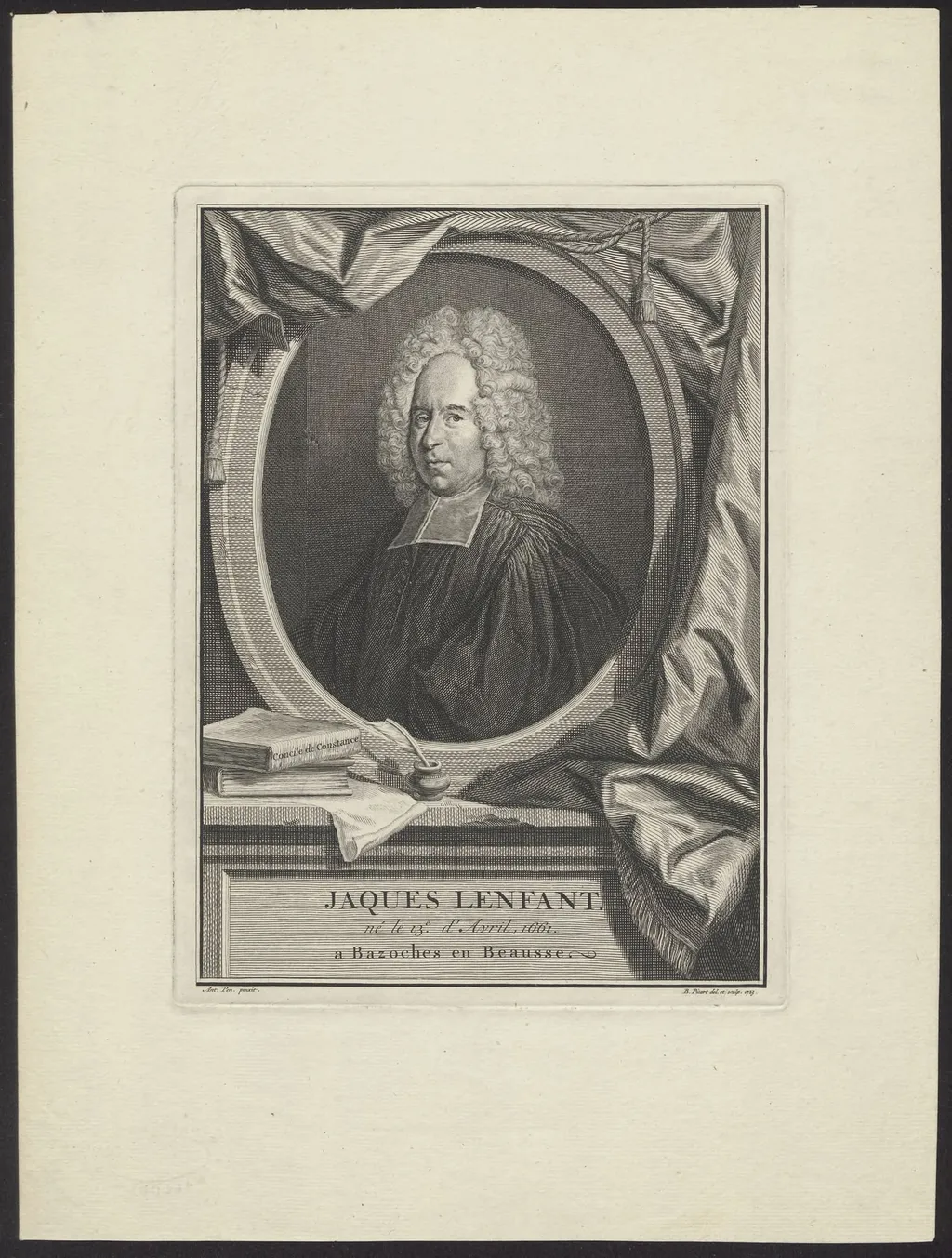 Portrait of Jaques Lenfant, by Bernard Picart, unspecified, 1723