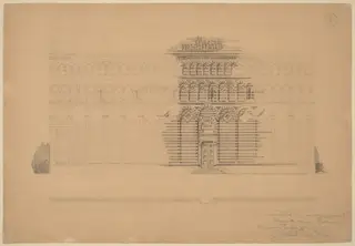 An Interesting Romanesque Treatment, San Giovanni, Pistoia, by John Russell Pope, graphite, 1896