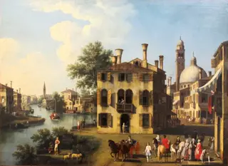 View of the Brenta, near Dolo, by Giovanni Battista Cimaroli, oil, 1750