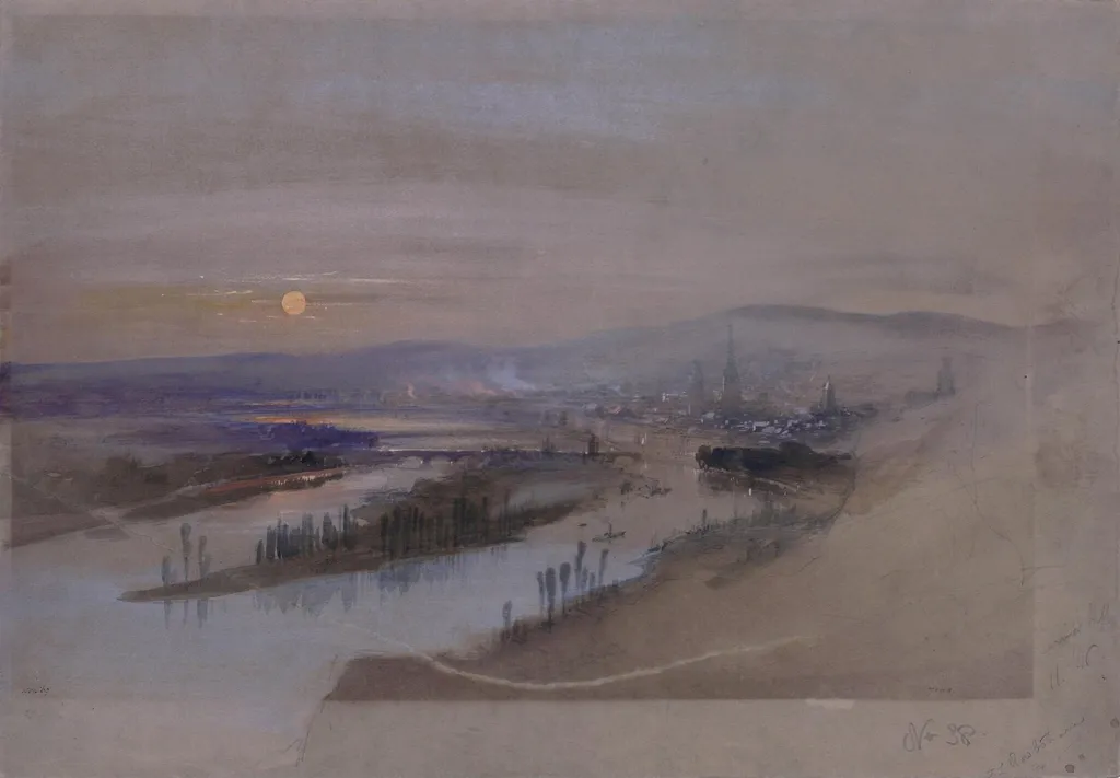 Rouen from St. Catherine's Hill, by Thomas Charles Leeson Rowbotham, watercolor, 1845