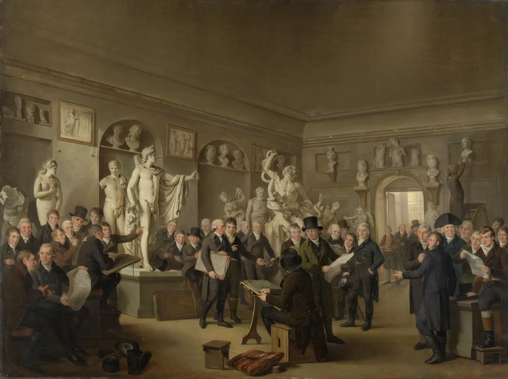 The Sculpture Gallery of the Felix Meritis Society, by Adriaan de Lelie, oil, 1807