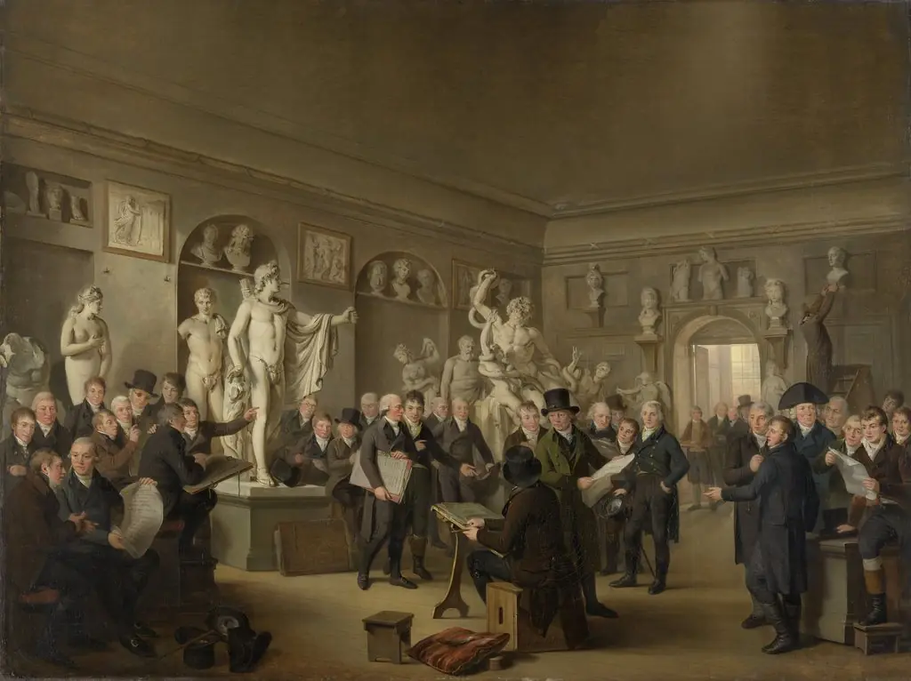 The Sculpture Gallery of the Felix Meritis Society, by Adriaan de Lelie, oil, 1807