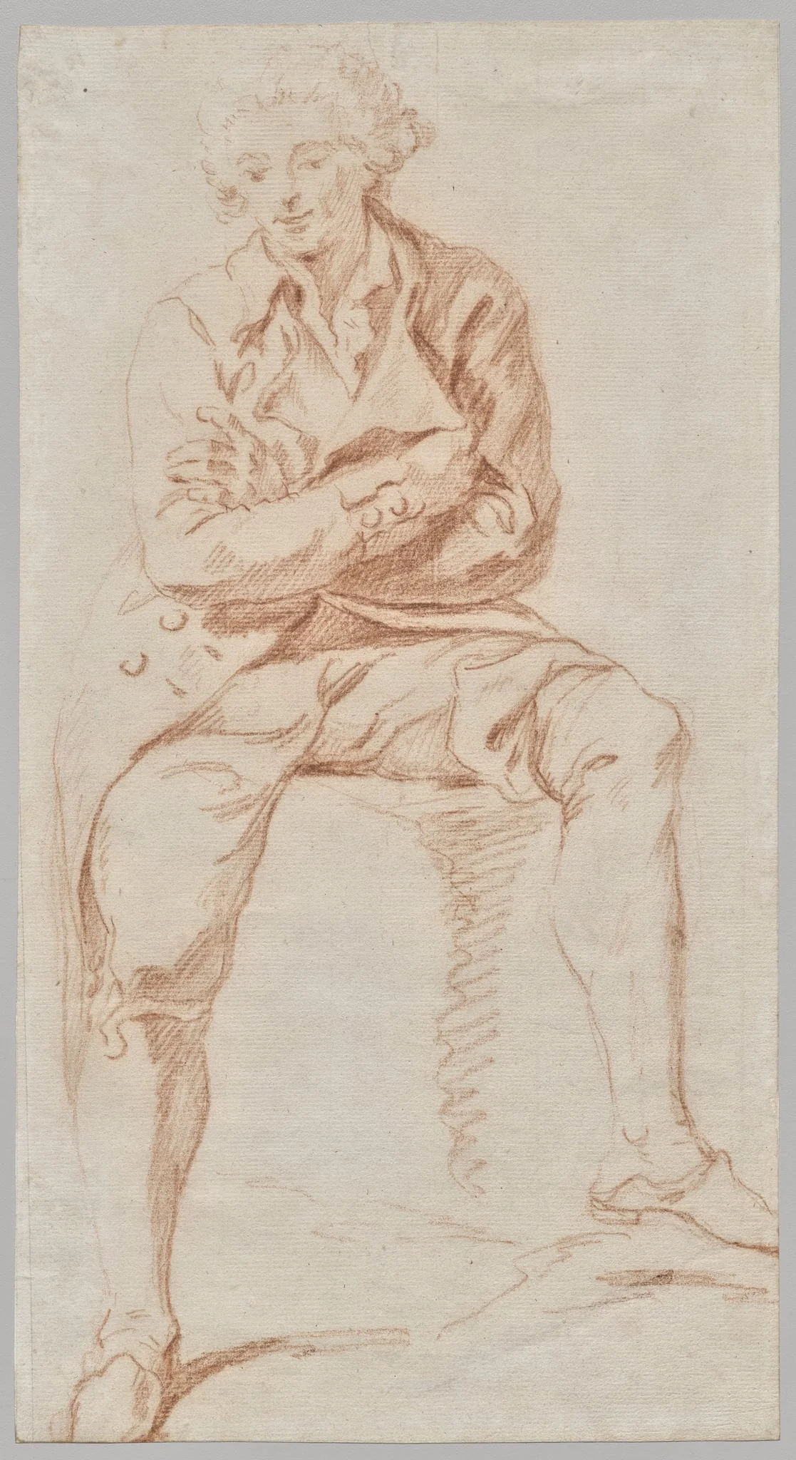 A Man Seated on the Edge of a Table, detail