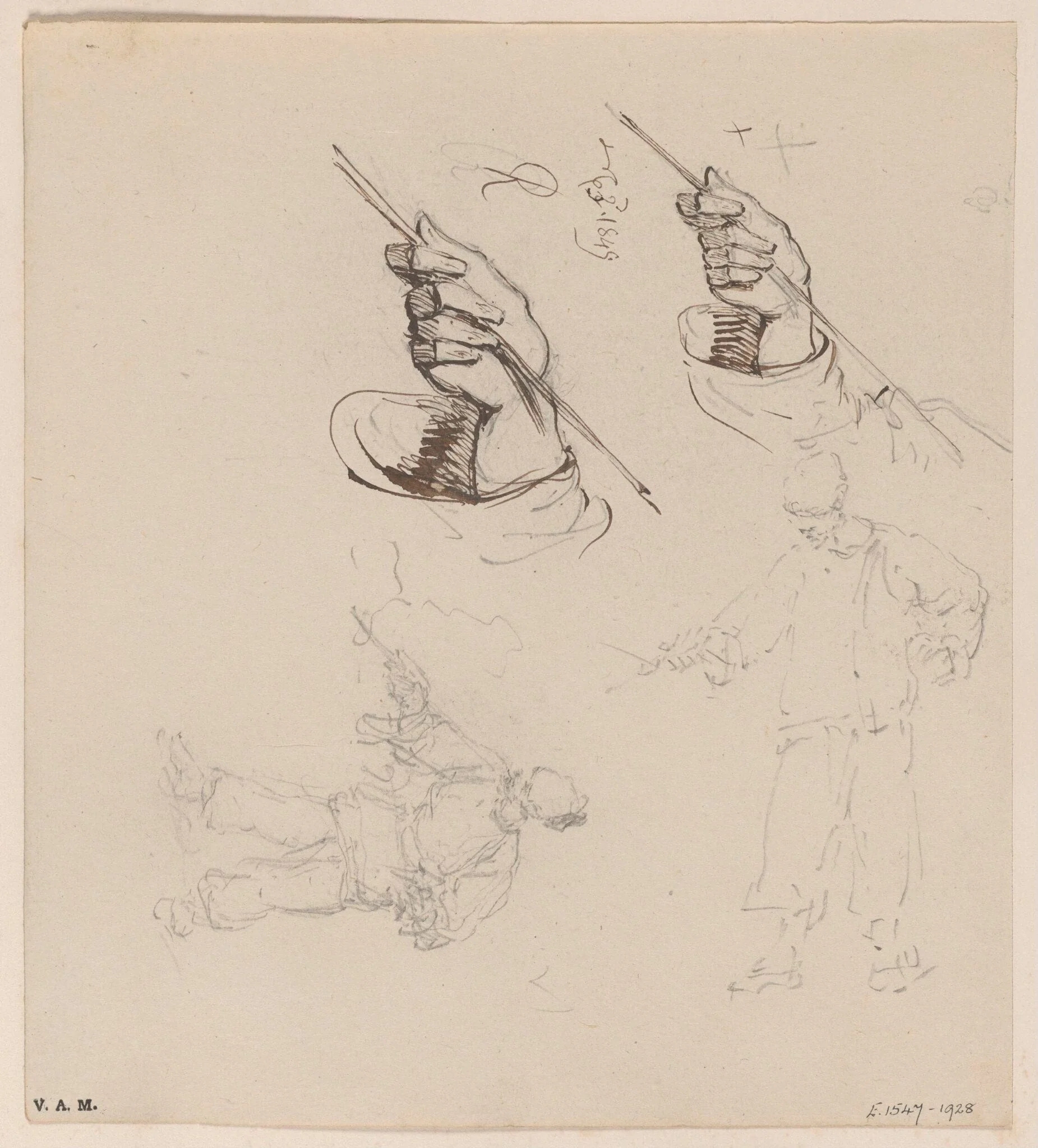 The hands of a Chinese man holding a line, detail