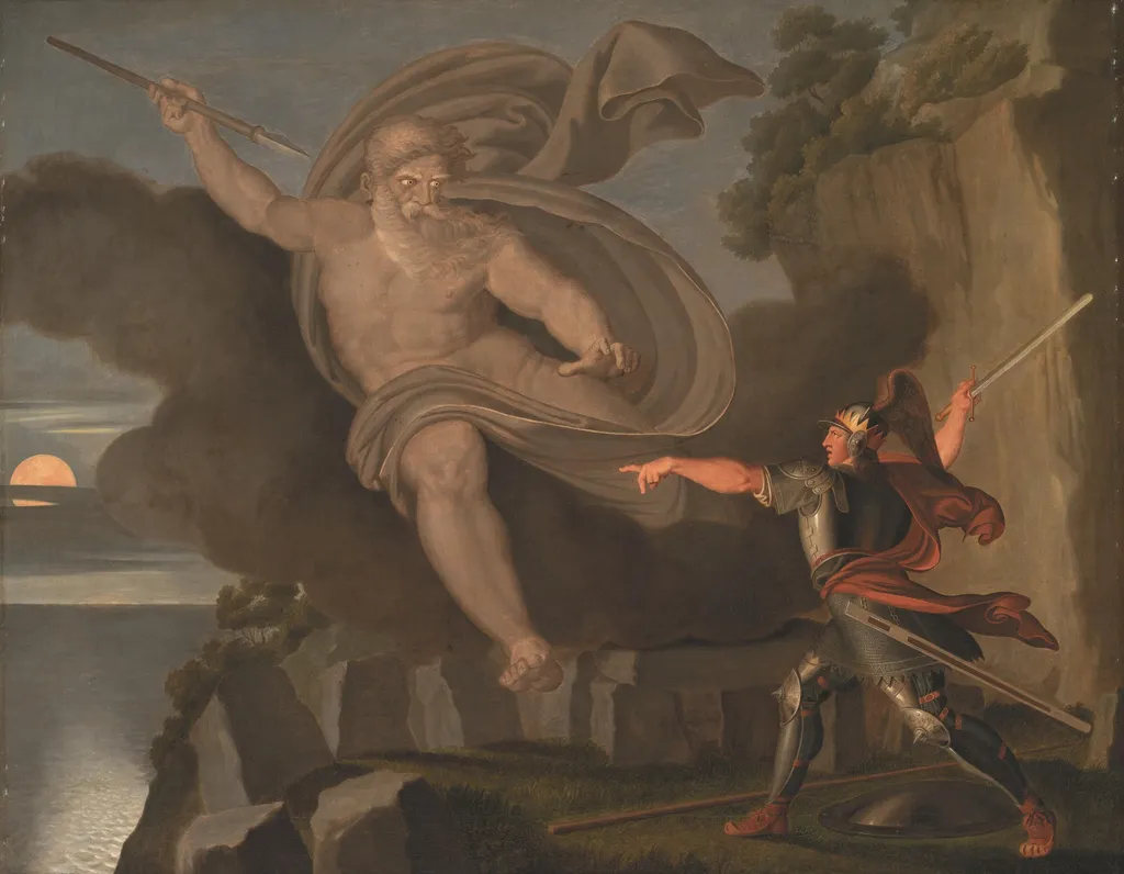 Fingal´s Battle with the Spirit of Loda, by Asmus Jacob Carstens, oil