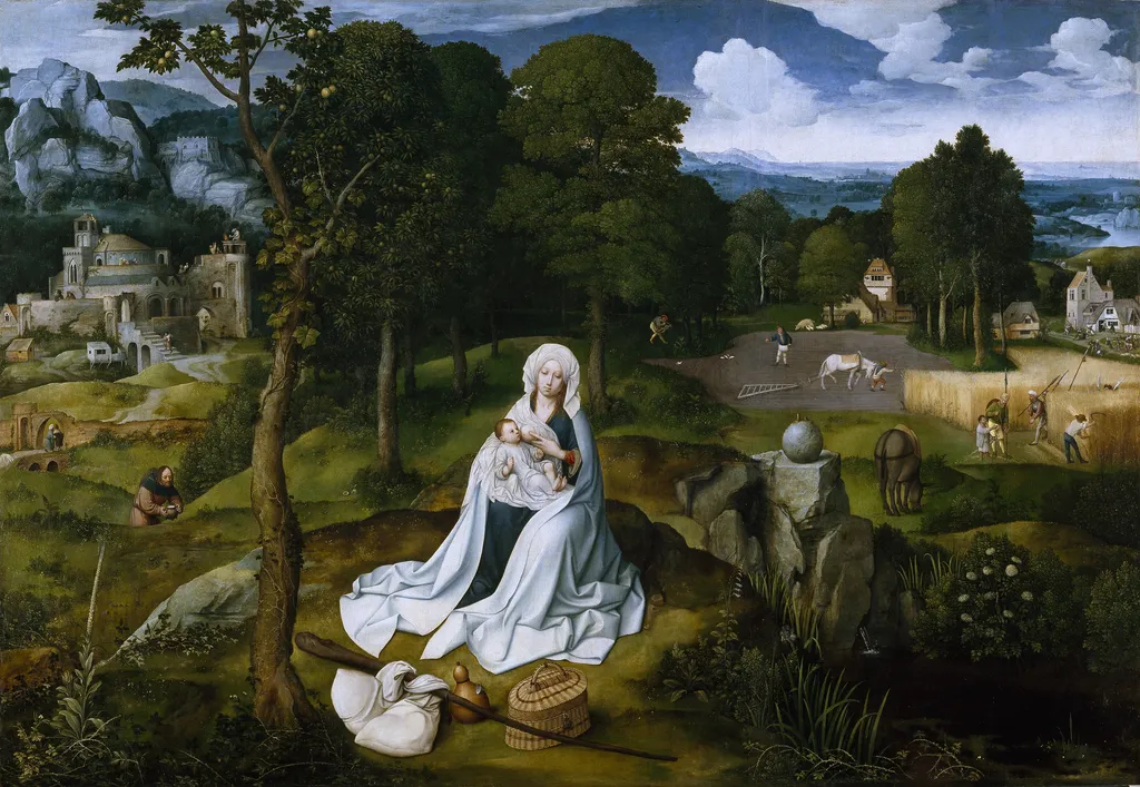 Rest during the Flight to Egypt, by Joachim Patinir, oil, 1518