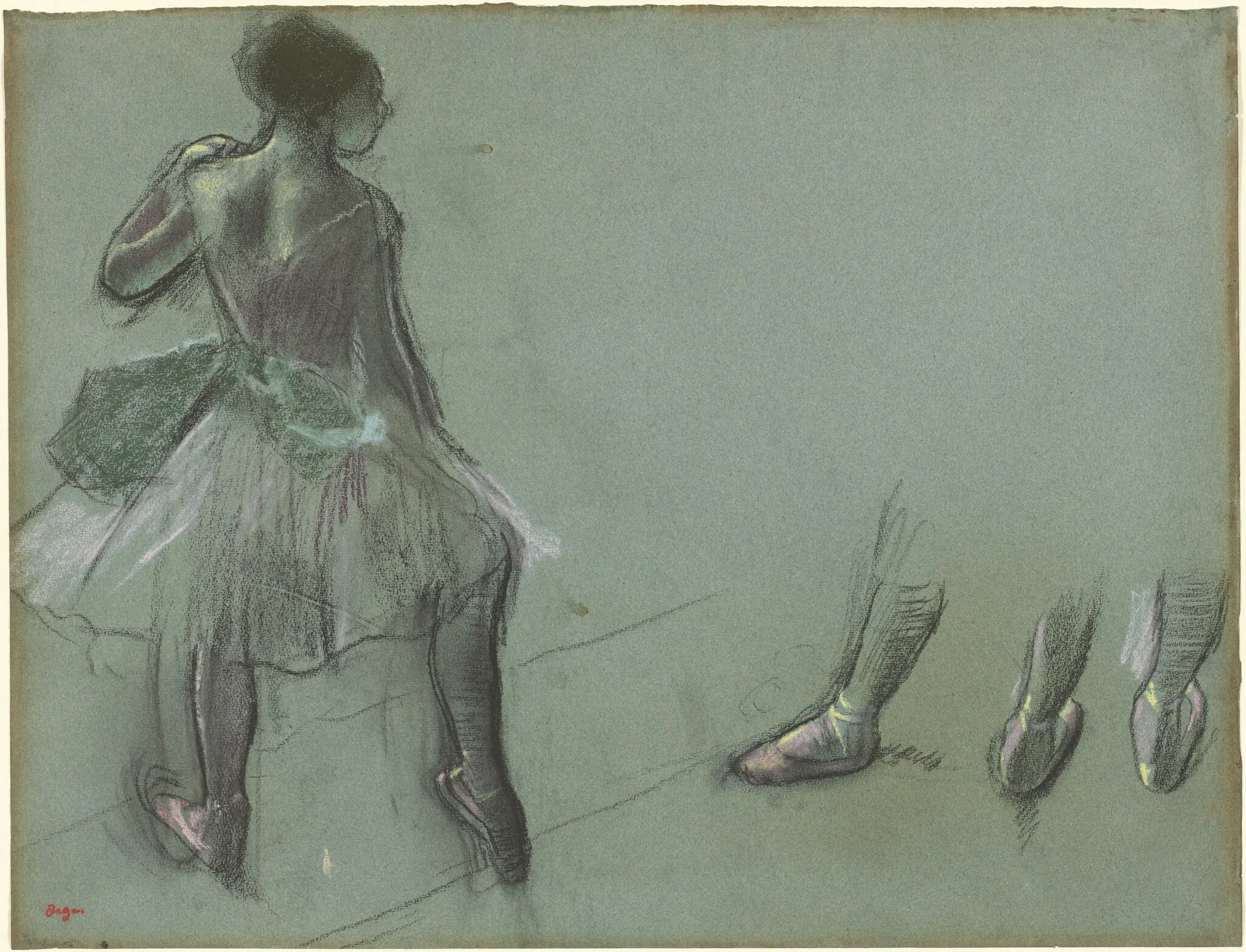 Dancer Seen from Behind and Three Studies of Feet, detail