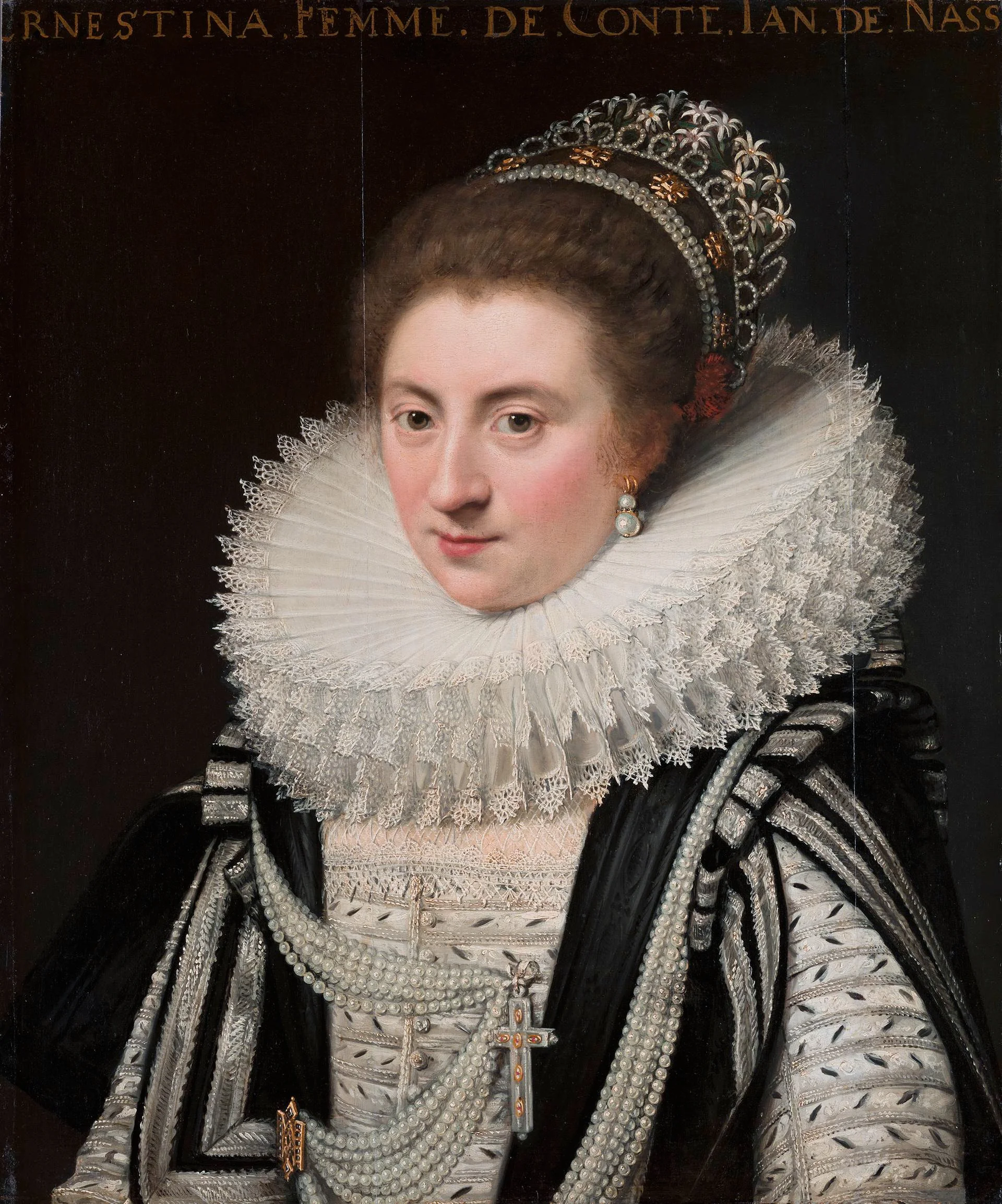 Portrait of Ernestine Yolande (1594-1663), Princess of Ligne, detail
