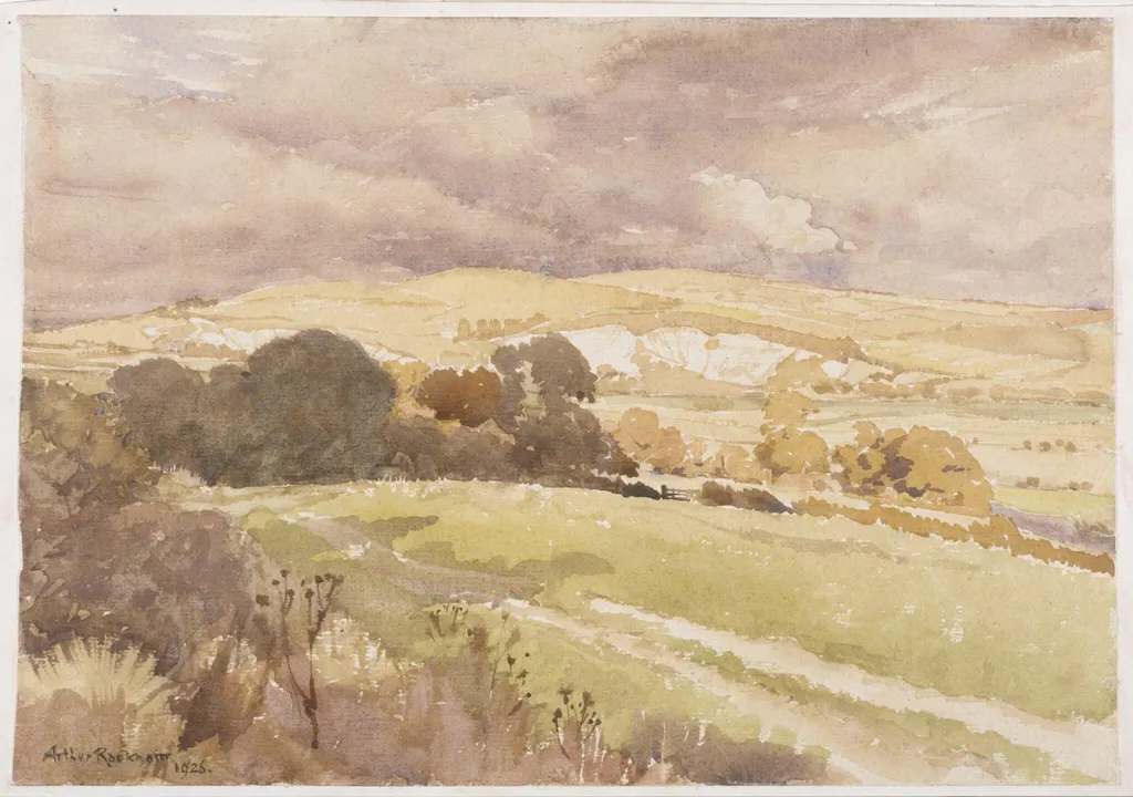 South Downs at Amberley, by Arthur Rackham, watercolor, 1926