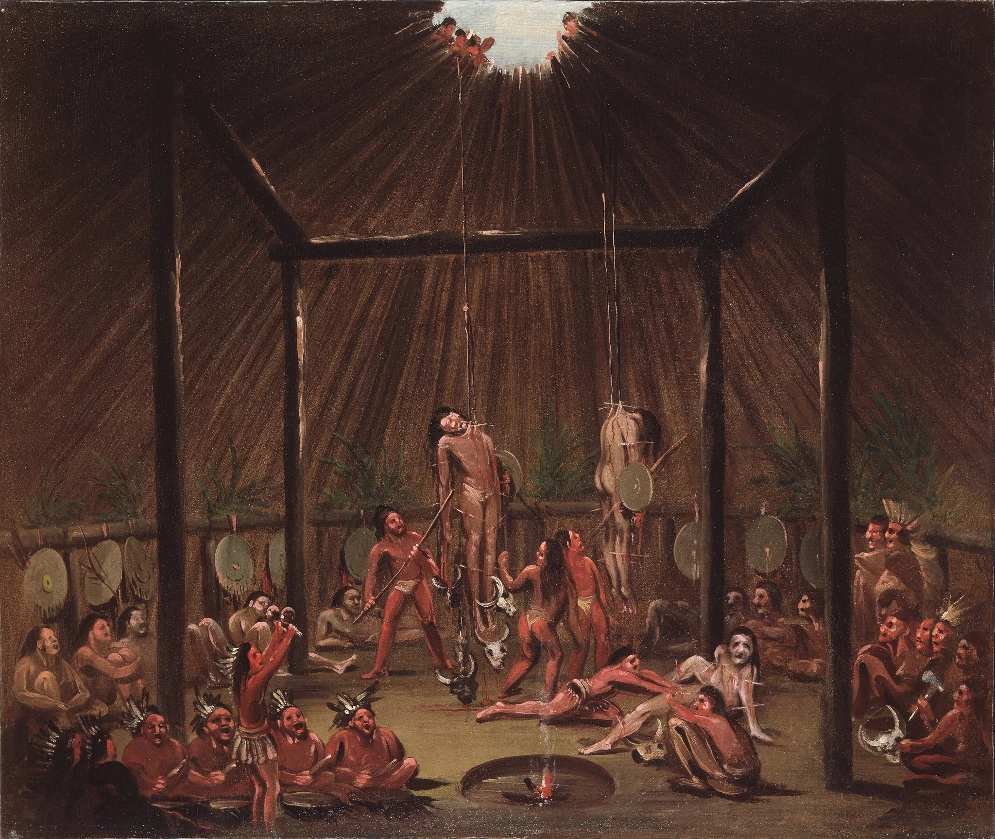 The Cutting Scene, Mandan O-kee-pa Ceremony, detail