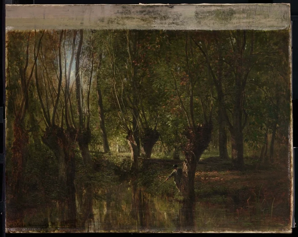 Young Man Fishing beneath Willow Trees, detail