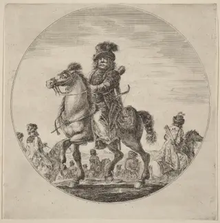 Hungarian Cavalier, by Stefano Della Bella, ink, 1637