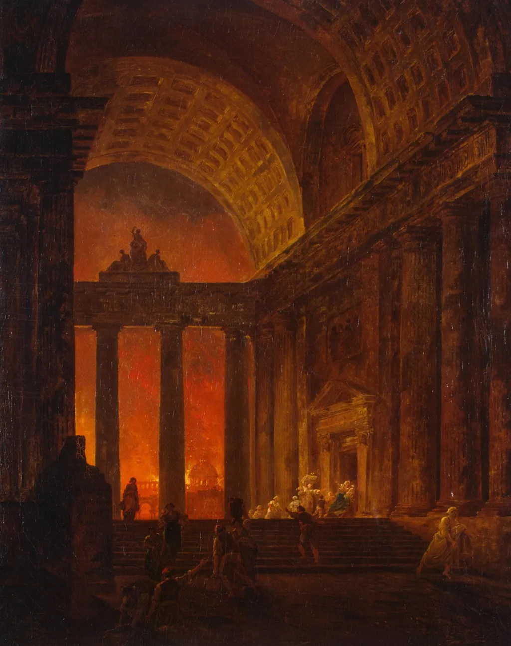 Fire of Rome, by Hubert Robert, oil, 1794