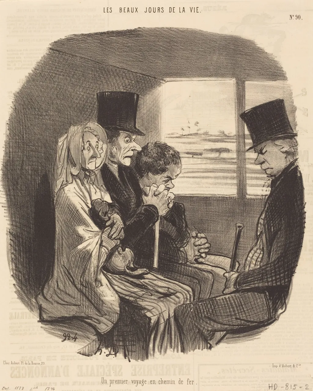Un Premier voyage en chemin de fer, by Honoré Daumier, ink, 1846