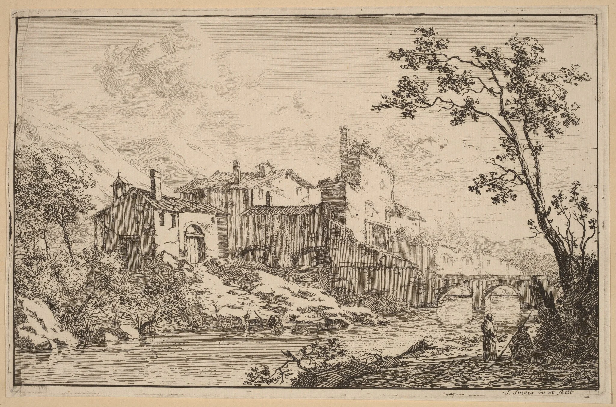 Houses at the Side of a River, detail