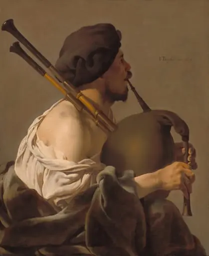 Bagpipe Player, by Hendrick ter Brugghen, oil, 1624