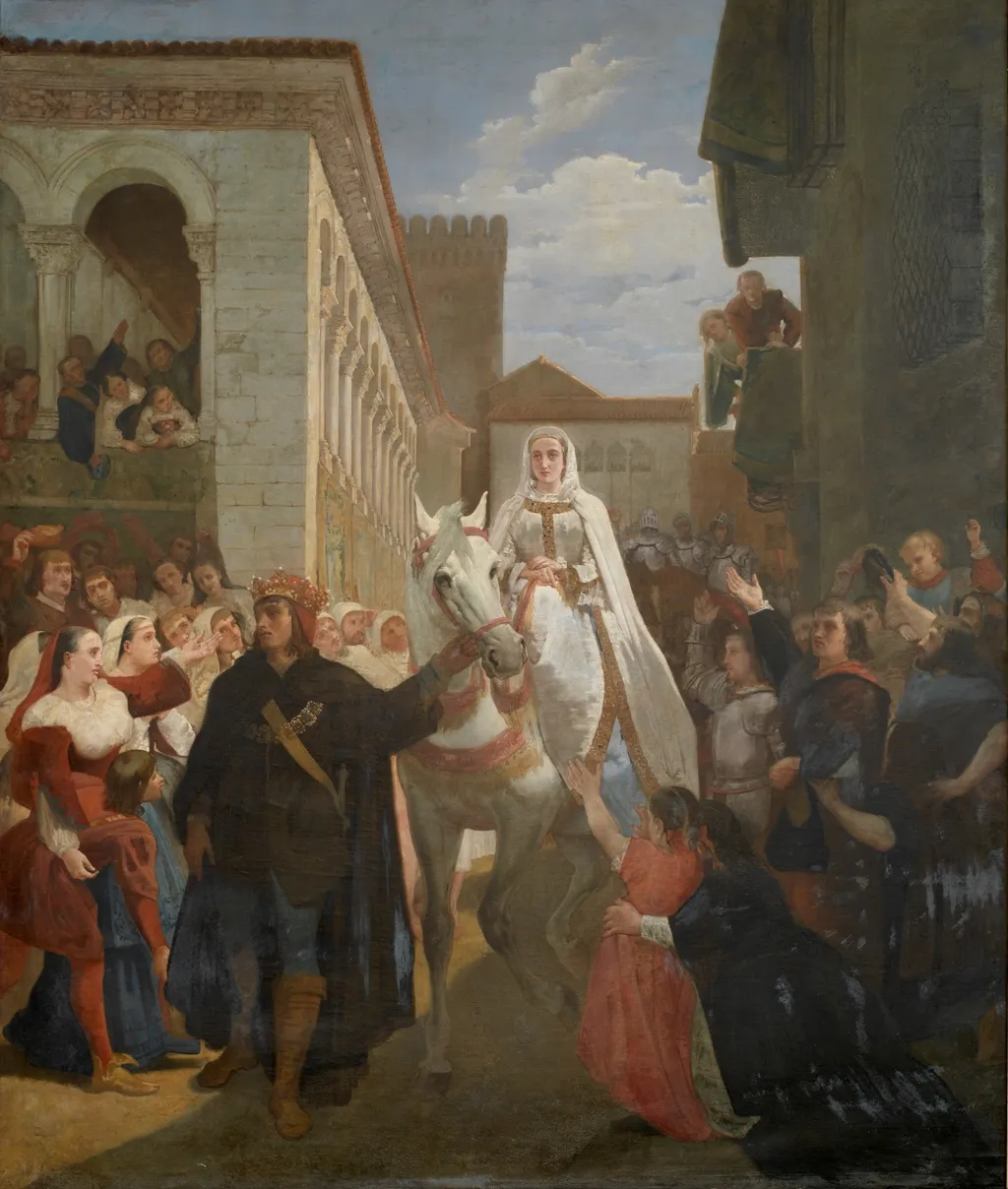 Manifestación del rey don Enrique IV de Castilla al pueblo segoviano, by Juan García Martínez, oil, 1862