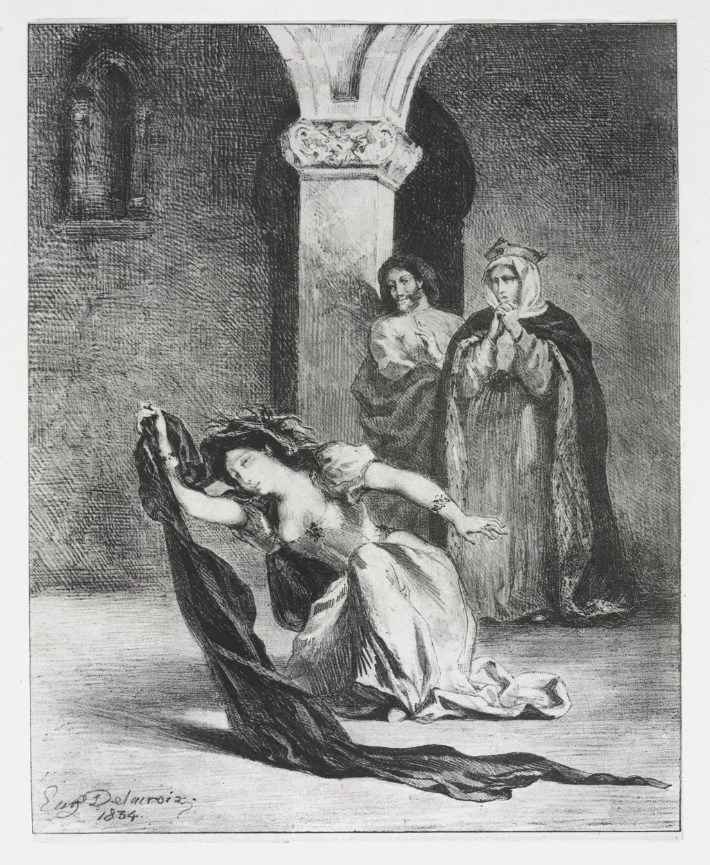 Hamlet:  The Chant of Ophelia, by Eugène Delacroix, 1834