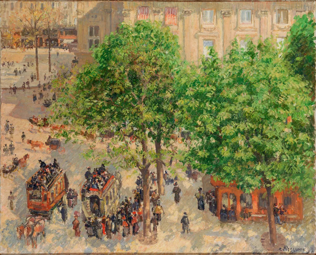 Place du Theatre-Francais in Spring, by Camille Pissarro, oil, 1900
