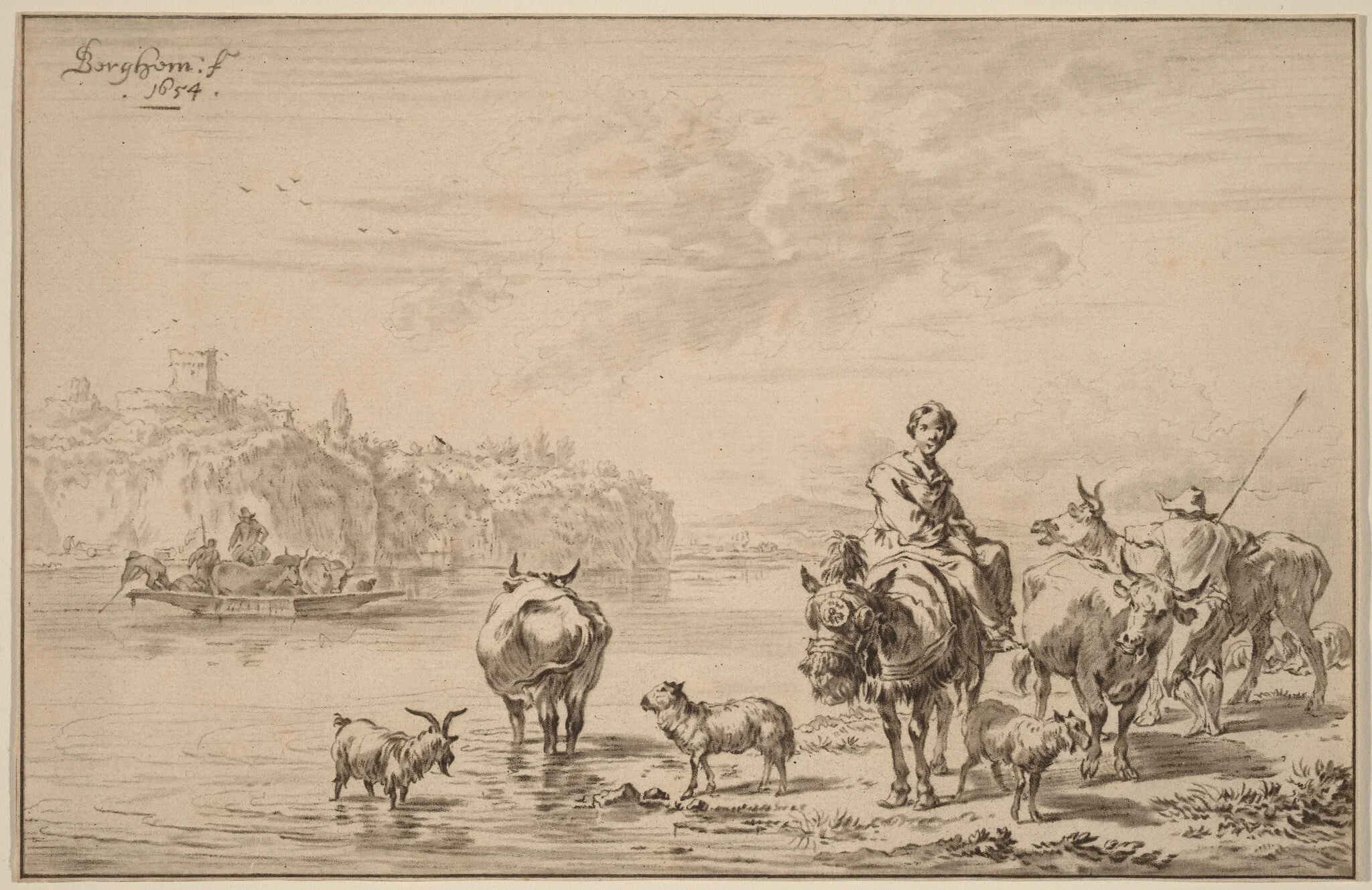 Woman Seated on a Mule, detail