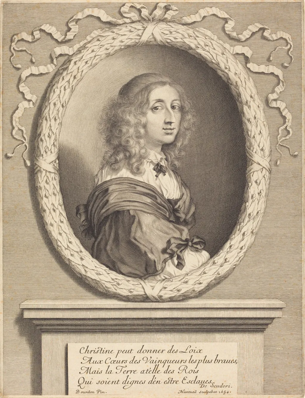 Christina, Queen of Sweden, by Robert Nanteuil, ink, 1654