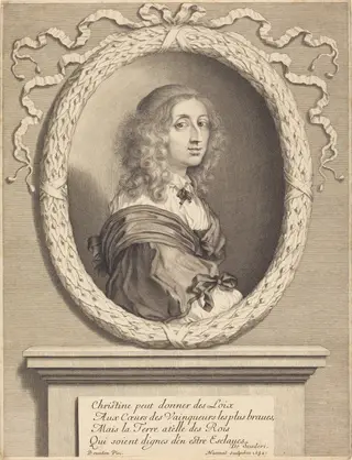 Christina, Queen of Sweden, by Robert Nanteuil, ink, 1654
