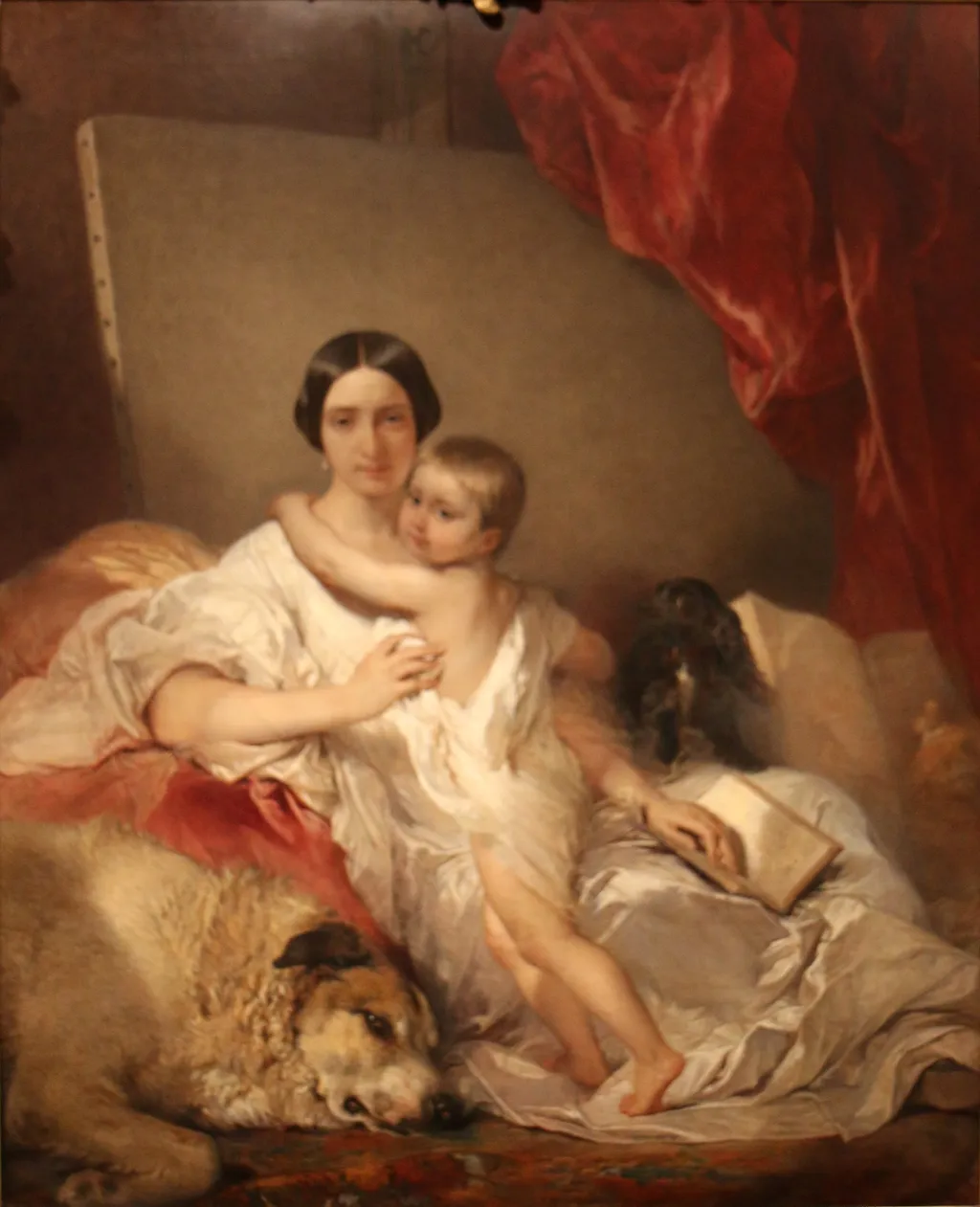 Portrait of Mrs Louis Gallait and her daughter, by Louis Gallait, oil, 1848