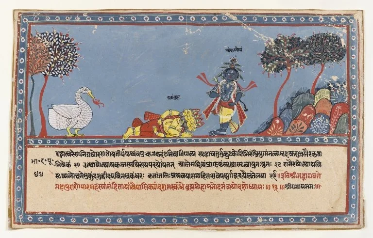 Brahma Worships Krishna, detail