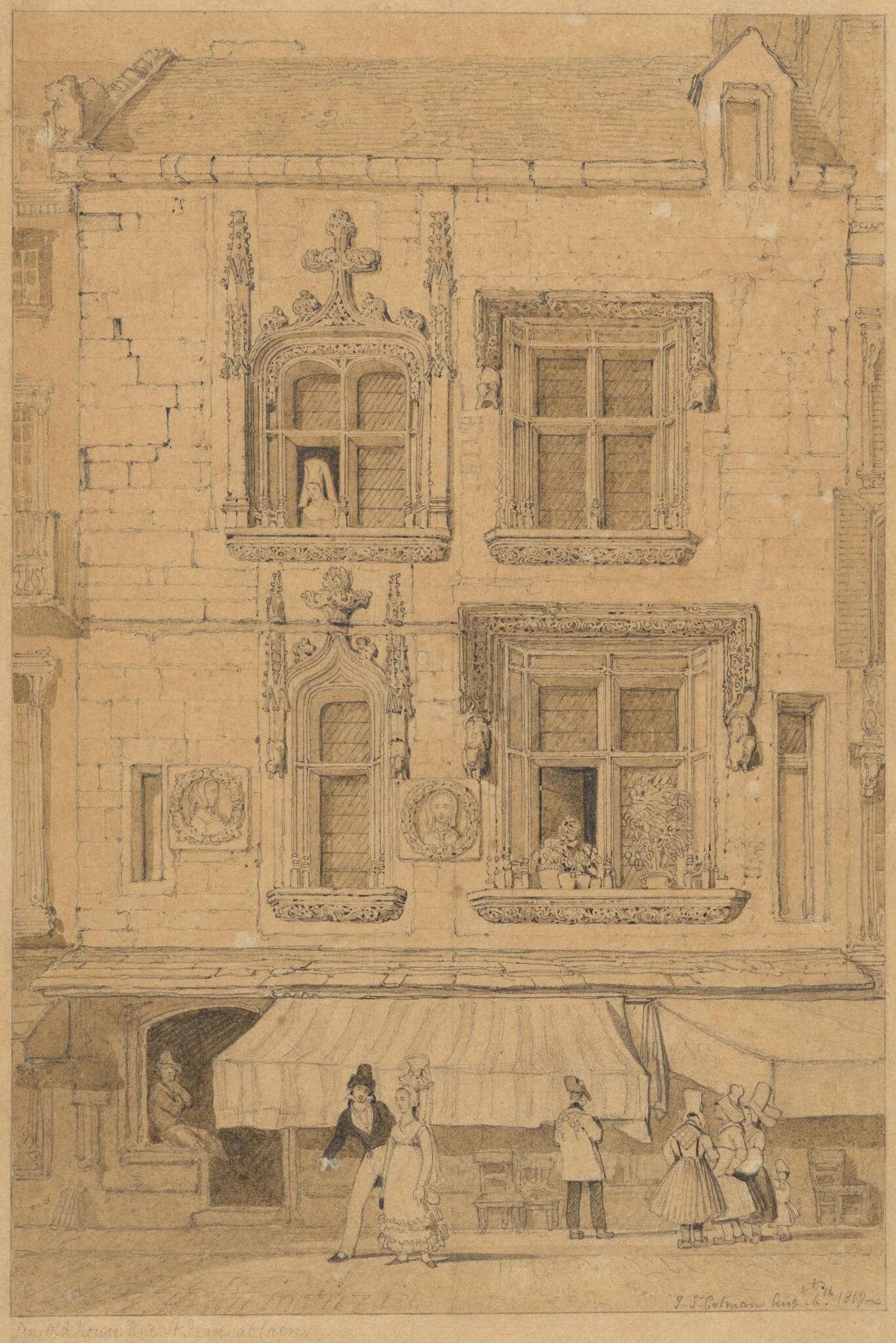 An Old House in the Rue Saint Jean at Caen, Normandy, detail