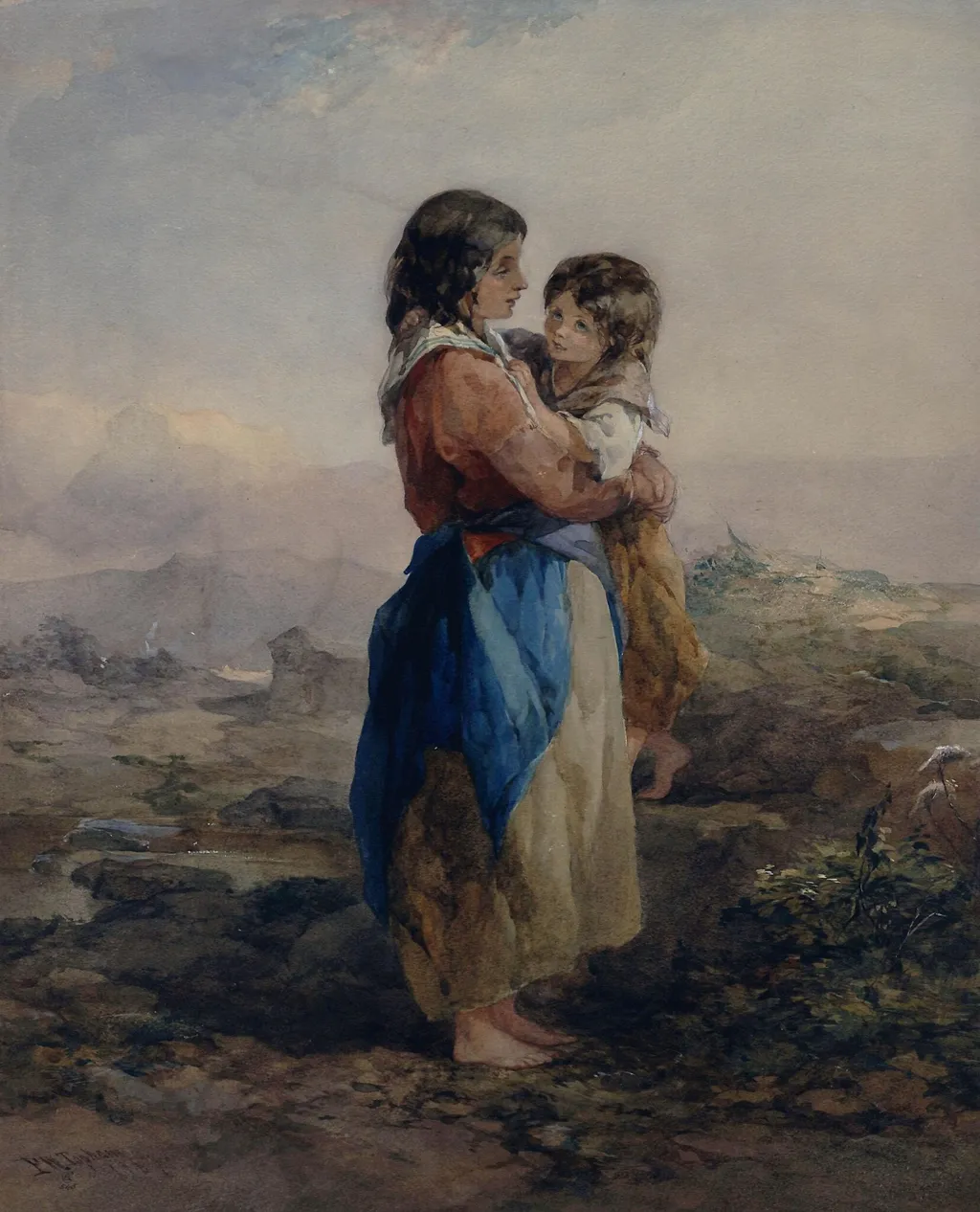 Galway Peasants, by Francis William Topham, watercolor, 1857