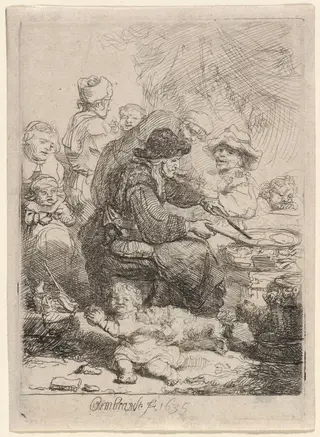 The Pancake Woman, by Rembrandt van Rijn, ink, 1635