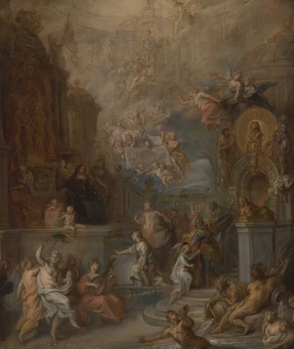 Allegory of the Farewell of William III from Amalia van Solms following the transfer of Regency to the States General, by Theodoor van Thulden, unspecified, 1661