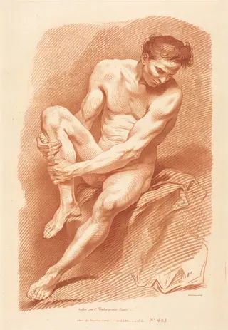 Academy, by Gilles Demarteau the Elder, chalk, 1749