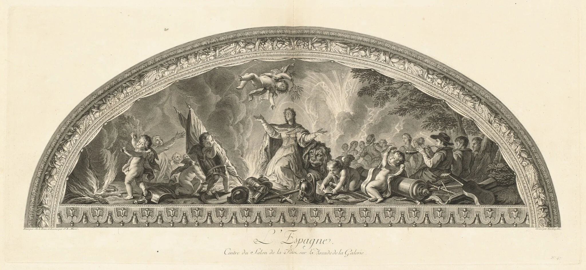 L'Espagne Cintre du Salon de la Paix sur l'Arcade de la Galerie (Spain, Center of the Salon of Peace in the Gallery's Arcade) [pl. 47], detail