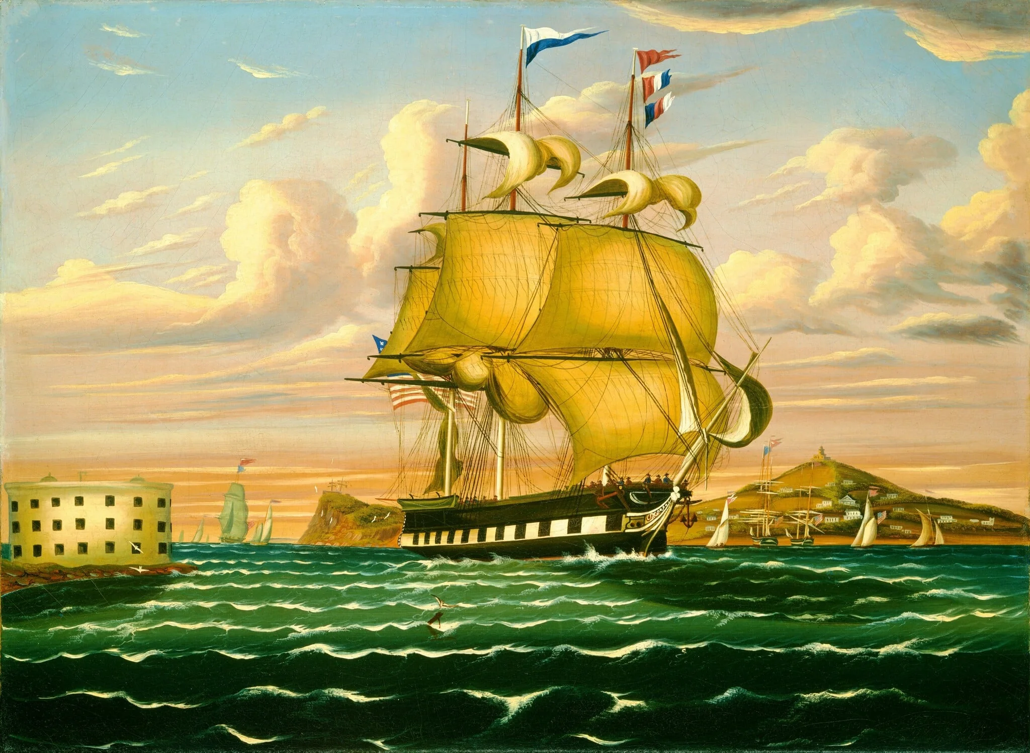 Packet Ship Passing Castle Williams, New York Harbor, detail