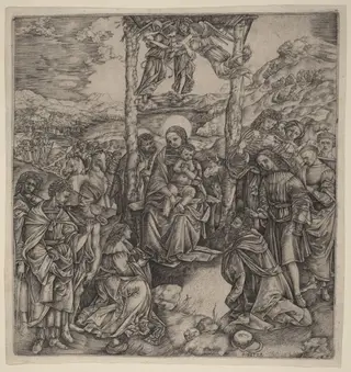 The Adoration of the Magi, by Cristofano Robetta, ink, 1498