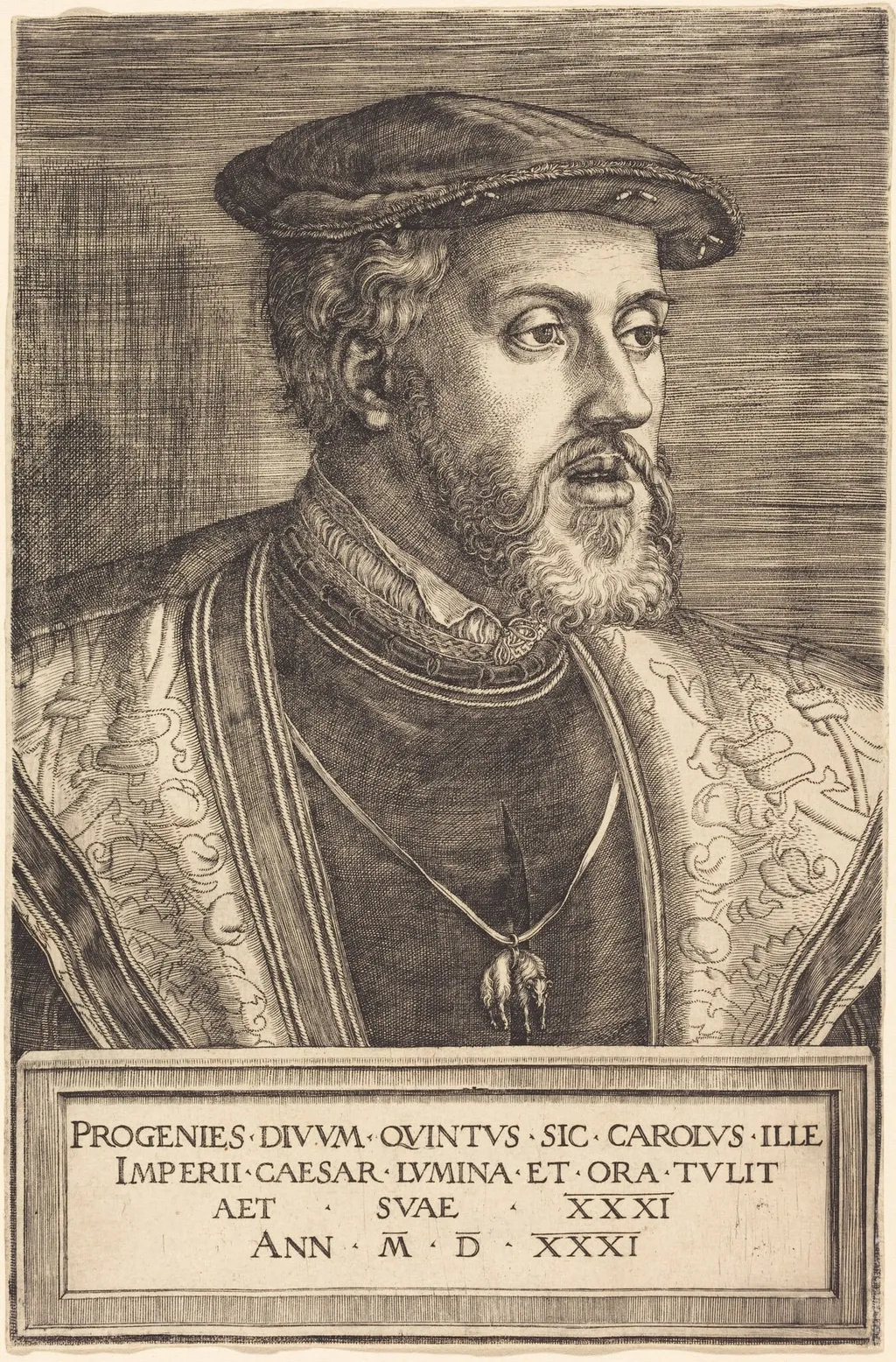 Emperor Charles V, by Barthel Beham, ink, 1531