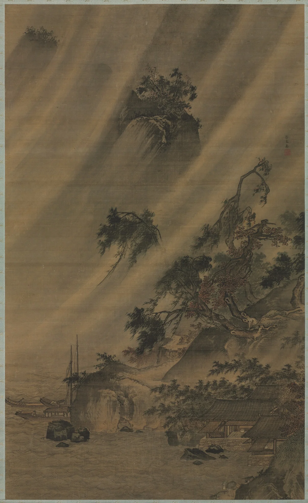River Village in a Rainstorm, detail