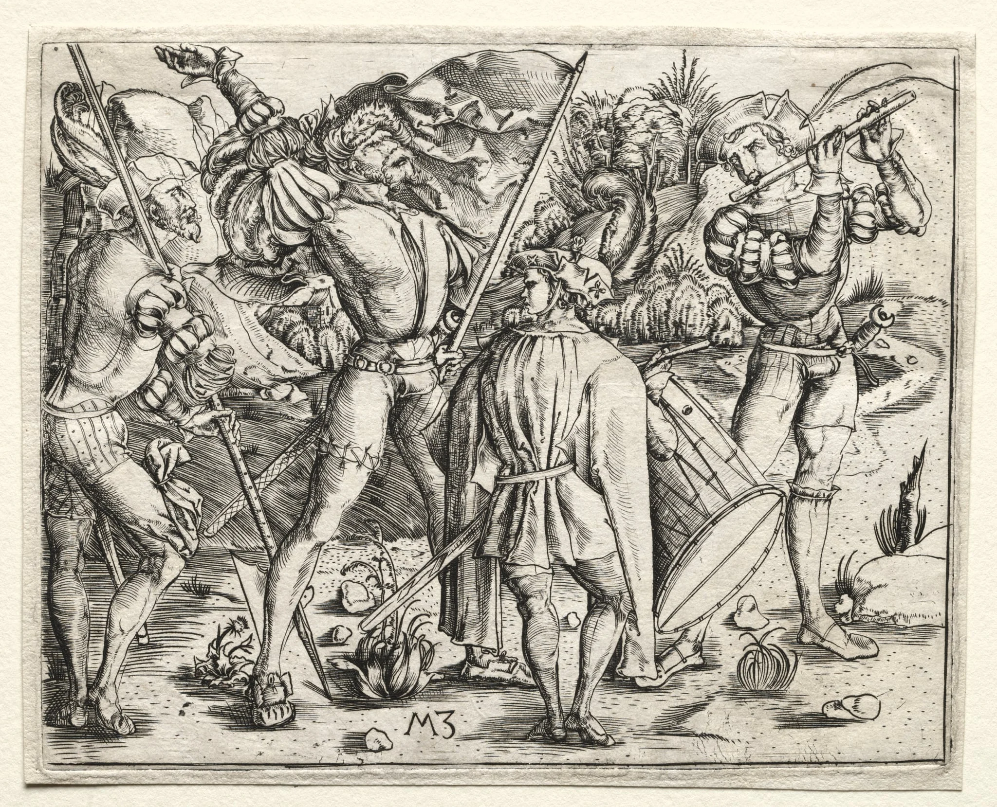 Four Soldiers and Military Band, detail