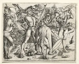 Four Soldiers and Military Band, by Master MZ, 1502