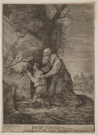 Sacrifice of Isaac, by Andreas Altomonte, ink, 1740