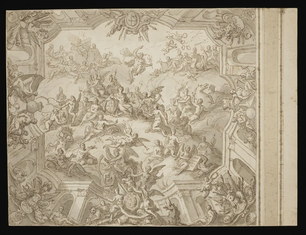 Preliminary design for the ceiling of the Upper Hall at Greenwich, by James, Sir Thornhill, 1707